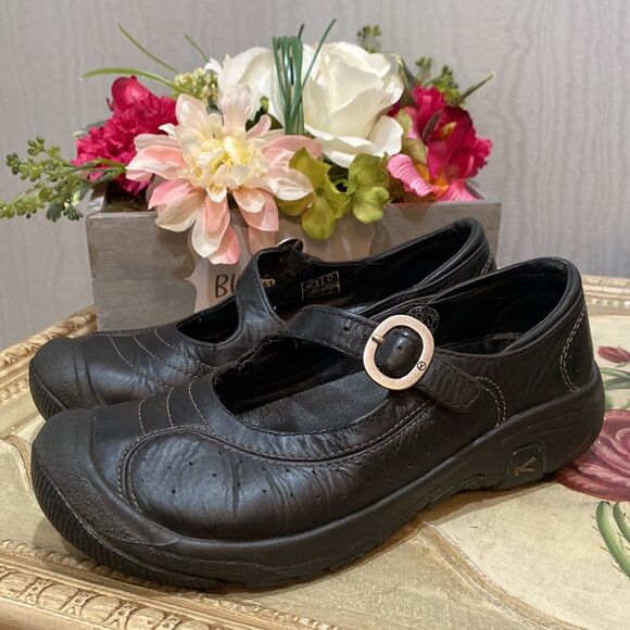 Keen Presidio Black Leather Cross Strap Mary Janes Sz 5.5 - Picture 2 of 15